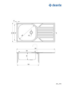 Deante Legato Steel izlietne, 1 bļoda ar noteku - 2" notekas ZEL_0110 2