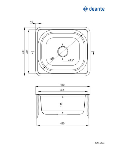 Deante Doppio tērauda izlietne, 1 bļoda ZEN_0103