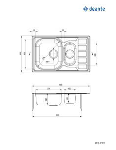 Deante Soul tērauda izlietne, 1,5 bļodas ar notecinātāju ZEO_0513 2