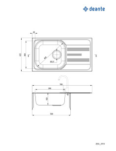 Deante Xylo tērauda izlietne, 1 bļoda ar notecinātāju ZEX_0113 2