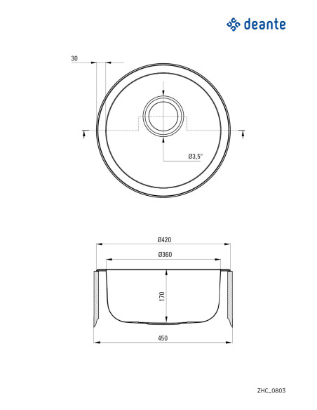 Deante Twist tērauda izlietne, 1 bļoda ZHC_0803