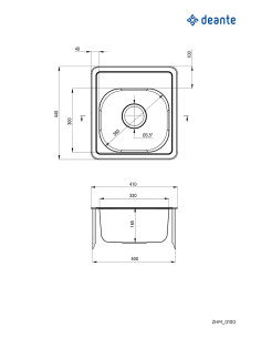 Deante Mercato tērauda izlietne, 1 bļoda ZHM_0100 2