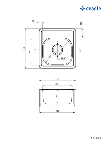 Deante Mercato tērauda izlietne, 1 bļoda ZHM_0100