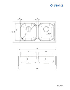 Izgatavota Xylo tērauda izlietne, 2 bļodas ZEX_3203 2
