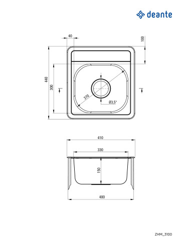 Deante Mercato tērauda izlietne, 1 bļoda ZHM_3100