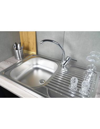 Deante Tango tērauda izlietne, 1 bļoda ar notecinājumu - Uzliekama ZM5_3110