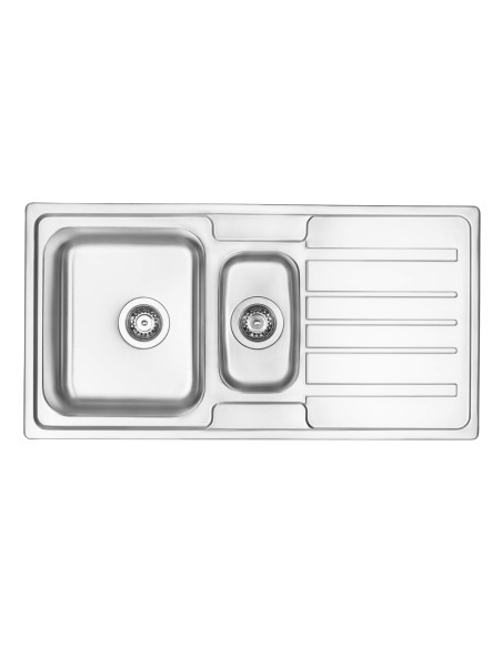 Deante Virgo tērauda izlietne, 1,5 bļodas ar notecinājumu ZPV_0513