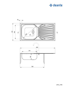 Deante Techno tērauda izlietne, 1 bļoda ar notecinājumu ZMU_011B 2