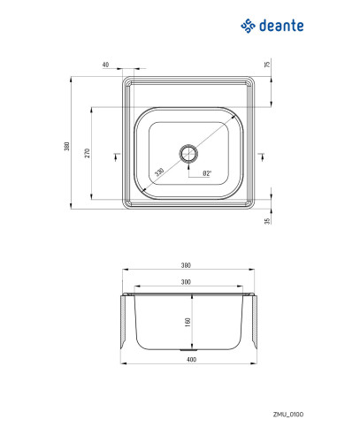 Deante Techno Steel izlietne, 1 bļoda ZMU_0100