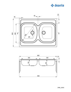 Deante Tango tērauda izlietne, 2 bļodiņas — uzliekams ZM6_0200 2