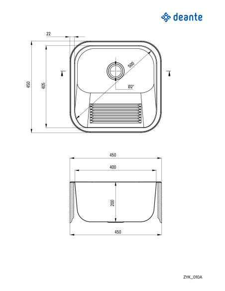 Deante Utility izlietne, 1-bļoda - ielaidums vai pie sienas stiprināms ZYK_010A Deante Utility izlietne, 1-bļoda - ielaidums vai pie sienas stiprināms ZYK_010A