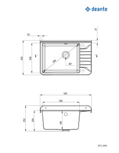 Deante dārza saimniecības izlietne, 1 bļoda — pie sienas stiprināma ZYT_211A 2