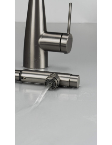 Deante Eridan virtuves jaucējkrāns ar ūdens filtra savienojumu, ar izvelkamu snīpi BRE_D75M