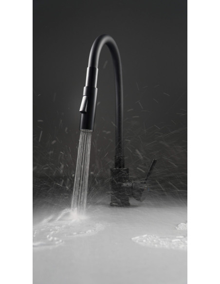 Deante Luno virtuves jaucējkrāns, ar locāmu snīpi - 2 straumes veidi BOC_N74M