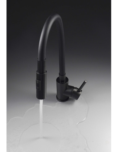 Deante Luno virtuves jaucējkrāns, ar locāmu snīpi - 2 straumes veidi BOC_N74M