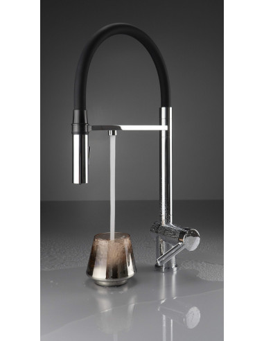 Deante magnētiskais virtuves jaucējkrāns ar ūdens filtra savienojumu, ar elastīgu snīpi BRM_075M