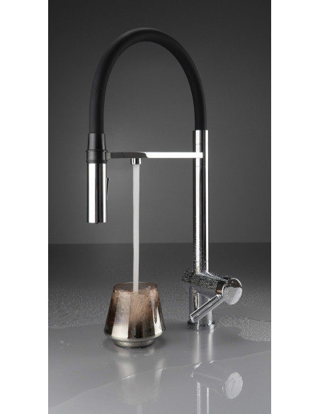 Deante magnētiskais virtuves jaucējkrāns ar ūdens filtra savienojumu, ar elastīgu snīpi BRM_075M