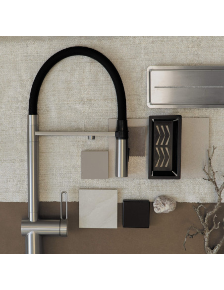 Deante magnētiskais virtuves jaucējkrāns ar ūdens filtra savienojumu, ar elastīgu snīpi BRM_F75M