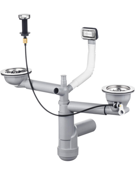 Deante Space-Saver Lux granīta izlietnes notekas komplekts, 1,5 un 2 bļodām - Space-Saver ZXY_9912