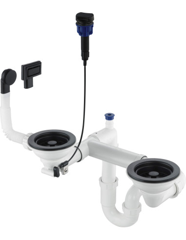 Deante Space-Saver granīta izlietnes notekas komplekts, 1,5 un 2 bļodām - Space-Saver ZXY_N973