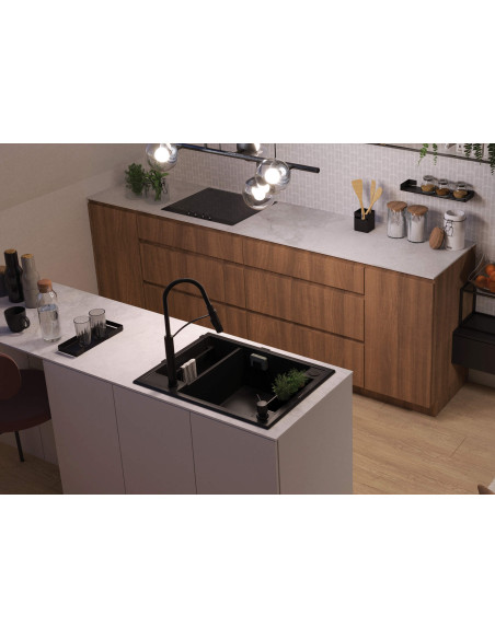 Deante Space-Saver granīta izlietnes notekas komplekts, 1,5 un 2 bļodām - Space-Saver ZXY_N973