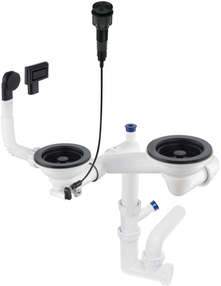 Deante Space-Saver granīta izlietnes notekas komplekts, 1,5 un 2 bļodas - Space-Saver ZXY_N983