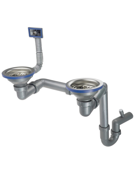 Deante tērauda izlietnes notekas komplekts, 1,5 un 2 bļodas ZXY_9956