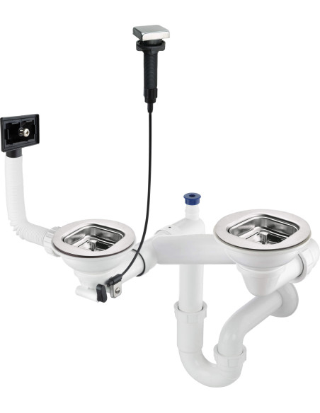 Deante Steel izlietnes atkritumu komplekts, 1,5 un 2 bļodiņas ZXY_9920