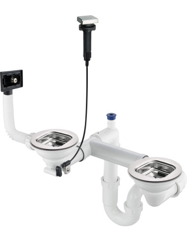 Deante Steel izlietnes atkritumu komplekts, 1,5 un 2 bļodiņas ZXY_9920