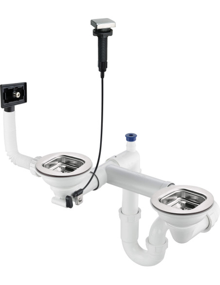 Deante Steel izlietnes atkritumu komplekts, 1,5 un 2 bļodiņas ZXY_9920