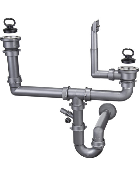 Deante Lay-on tērauda izlietnes atkritumu komplekts, 2 bļodiņas ZXY_9951