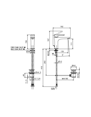 La Torre washbasin faucet Laghi 44001CS - 1