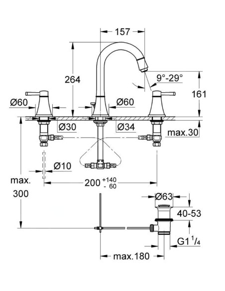Grohe izlietnes jaucējkrāns Grandera 20619000 - 9 Grohe izlietnes jaucējkrāns Grandera 20619000 - 9
