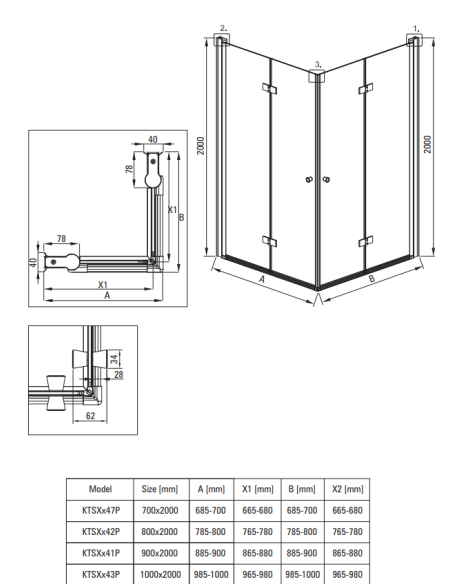 Deante Kerria Plus Shower cabin, square, 80x80 cm KKN0X08X08 - 2 Deante Kerria Plus Shower cabin, square, 80x80 cm KKN0X08X08 - 2