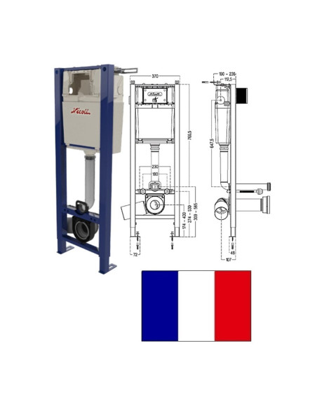 Nicoll Virtu FIT Concealed frame for toilet with cistern, without button WBSMUEXC - 3