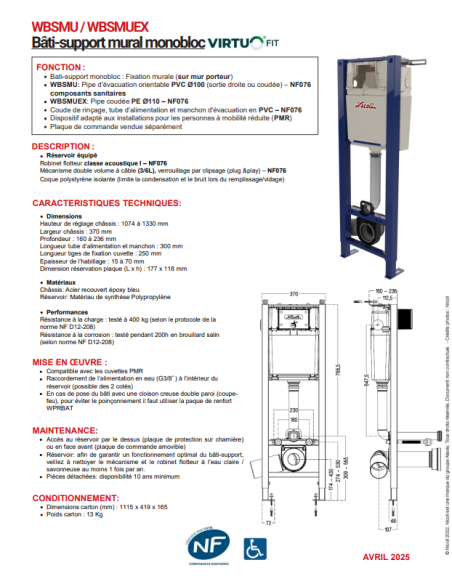 Nicoll Virtu FIT peidetud raam loputuskastiga WC-potile, ilma nuputa WBSMUEXC - 4