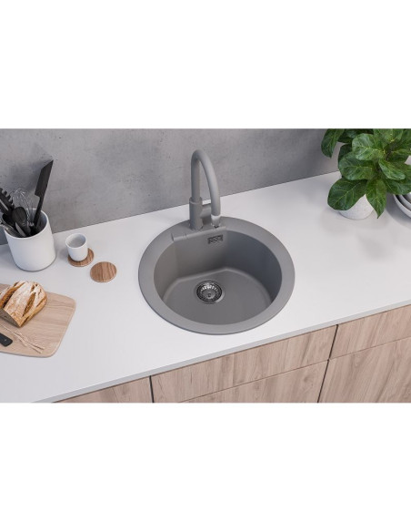 CADIT 100 col. 22 SAND (image 425 x 200 mm) Granite sink with manual siphon 3 1/2" - 3
