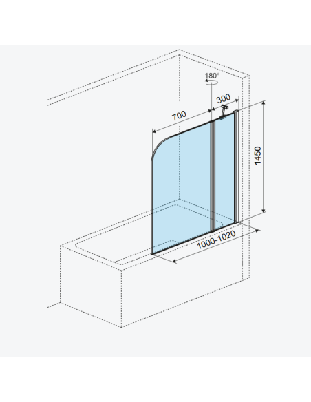 900. sērijas divdaļīga vannas sieniņa (30+70) x 145, kreisā/labā - 7