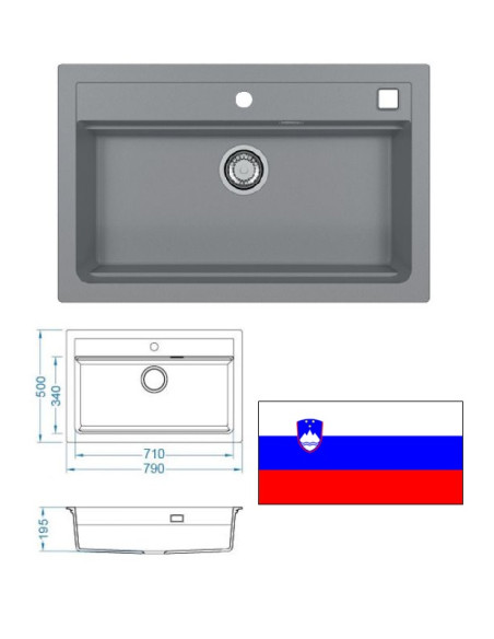 Kitchen sink 79x50,ATROX 40, Granitāla