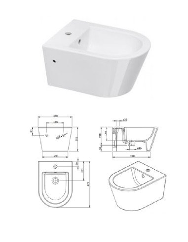 Bidē pods(piekaramais)120450,balts, CITY|WC bidet (wall hung) 120450 white, CITY|Биде (подвесное) 120450 белый, CITY|Bidee WC po