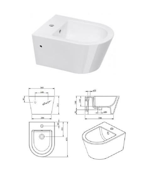 WC bidet (wall hung) 120450 white, CITY
