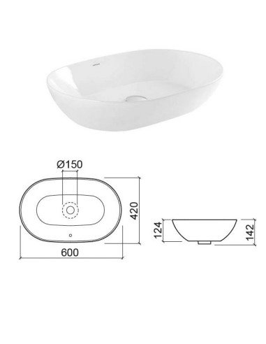Keramiskā izlietne 60x42, SANLIFE|Ceramic sink 60x42, SANLIFE|Керамическая раковина 60х42, SANLIFE|Keraamiline valamu 60x42, SAN