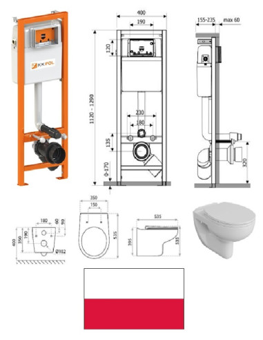 WC комплект (инсталляция+унитаз+кнопка), KOMPLEKTS