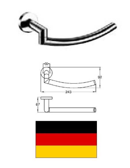 Towel holder EMCO 1255 chrome, NEW WAVES