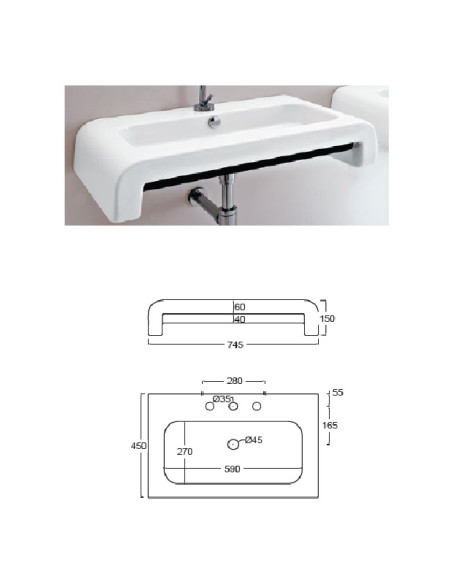 Ceramic sink L030 LA FONTANA 75, FONTANA