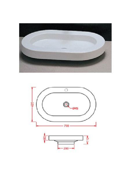 Ceramic sink L935, white, ULAHOP O