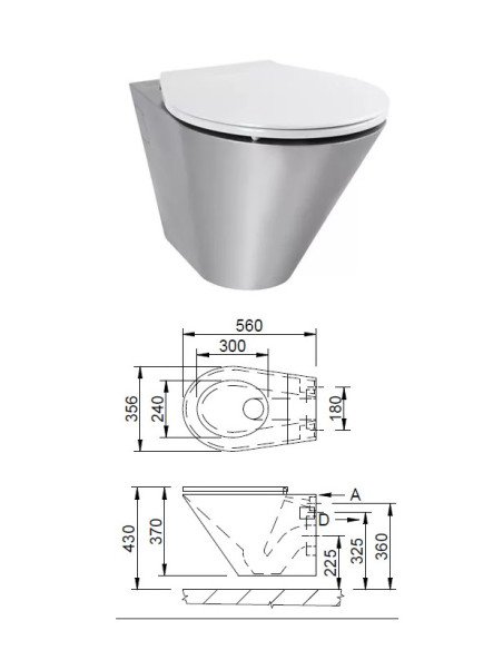 WC pot AUZ 01, stainless steel, AUZ 01