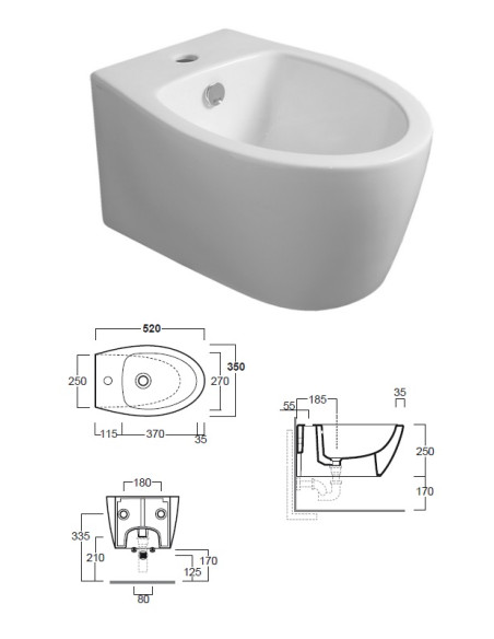 WC bidet (wall hung) 6901901 white, LFT 19