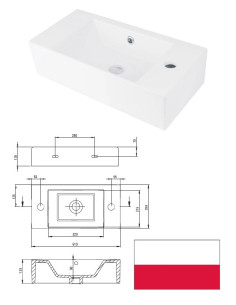 Keramiskā izlietne 51x25cm, HIACYNT|Ceramic sink 51x25cm,...