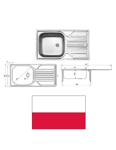 Virt.izlietne nerūs.tēr.mat.76x43.5x14.5, LEGATO_KR.|Kitchen sink stainless steel76x43.5x14.5, LEGATO_KR.|Кухонная мойка нерж.ст